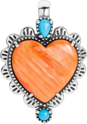American West Jewelry Sterling Silver Genuine Gemstone Concha Heart Pendant Enhancer in Saudi Arabia