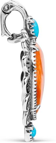 American West Jewelry Sterling Silver Genuine Gemstone Concha Heart Pendant Enhancer in Saudi Arabia