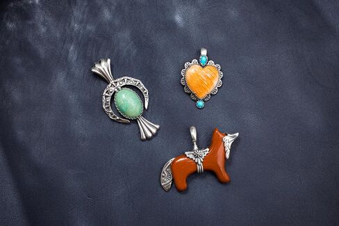 American West Jewelry Sterling Silver Genuine Gemstone Concha Heart Pendant Enhancer in Saudi Arabia