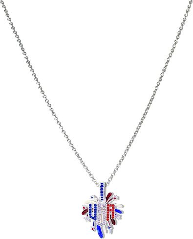 Ritzy Couture's American American American American USA FLAG INDERMER CHARM | احتفل بيوم الاستقلال بأناقة مع قلادة سلسلة قلادة مذهلة في الرابع من يوليو | مصنوع يدويًا - مطلي بالفضة الجميلة in Kuwait