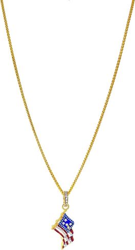 Ritzy Couture Elegant American USA US Flag Enhancer Charm | 4th of July American Flag Pendant Chain Necklace | 18K Gold Plated in Saudi Arabia