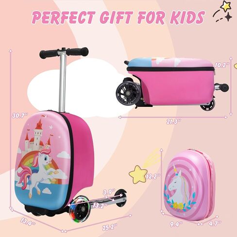 حقيبة Vlive Scooter ، Kid Carry on Luggage Scooter ، يركب الأطفال على الأمتعة للفتيات ، الأمتعة للأطفال (يونيكورن) in Saudi Arabia