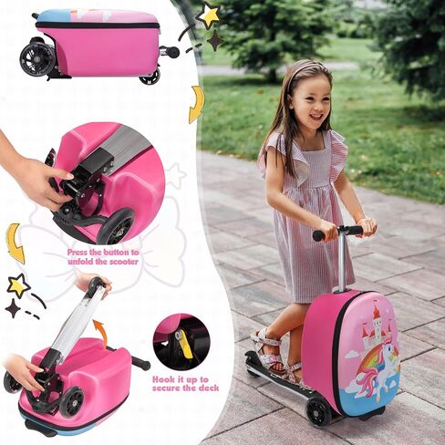 حقيبة Vlive Scooter ، Kid Carry on Luggage Scooter ، يركب الأطفال على الأمتعة للفتيات ، الأمتعة للأطفال (يونيكورن) in Saudi Arabia