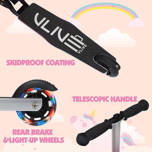حقيبة Vlive Scooter ، Kid Carry on Luggage Scooter ، يركب الأطفال على الأمتعة للفتيات ، الأمتعة للأطفال (يونيكورن) in Saudi Arabia