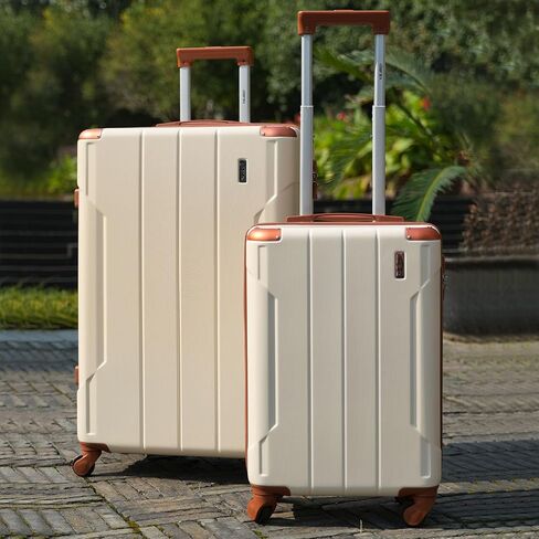 Merax Luggage مجموعة من 3 قطع من الصلبة مع عجلات سبينر حقيبة خفيفة الوزن مع حراس الزاوية (الأسود البني ، 20/24/28) in Kuwait