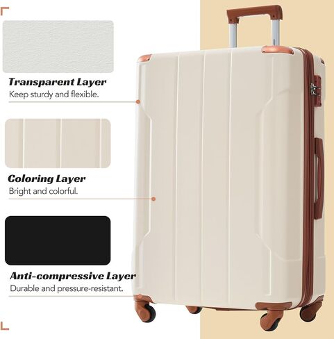 Merax Luggage مجموعة من 3 قطع من الصلبة مع عجلات سبينر حقيبة خفيفة الوزن مع حراس الزاوية (الأسود البني ، 20/24/28) in Kuwait