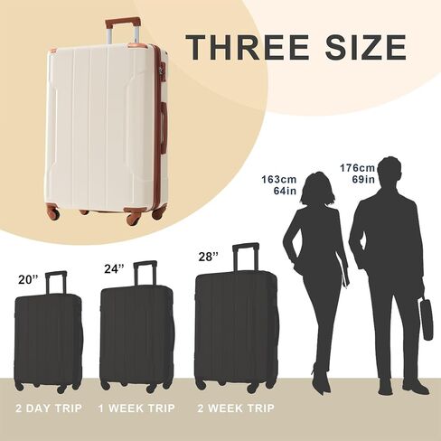 Merax Luggage مجموعة من 3 قطع من الصلبة مع عجلات سبينر حقيبة خفيفة الوزن مع حراس الزاوية (الأسود البني ، 20/24/28) in Kuwait
