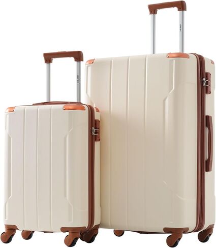 Merax Luggage مجموعة من 3 قطع من الصلبة مع عجلات سبينر حقيبة خفيفة الوزن مع حراس الزاوية (الأسود البني ، 20/24/28) in Kuwait