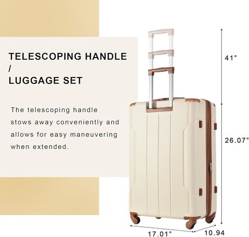 Merax Luggage مجموعة من 3 قطع من الصلبة مع عجلات سبينر حقيبة خفيفة الوزن مع حراس الزاوية (الأسود البني ، 20/24/28) in Kuwait