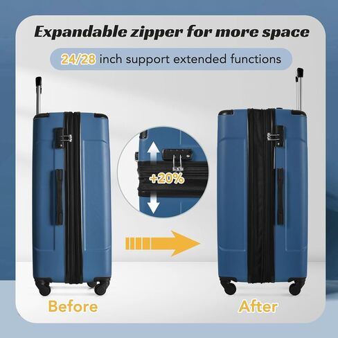 Merax Luggage مجموعة من 3 قطع من الصلبة مع عجلات سبينر حقيبة خفيفة الوزن مع حراس الزاوية (الأسود البني ، 20/24/28) in Kuwait