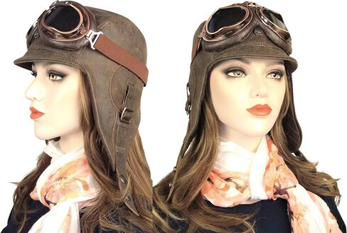 Leather Aviator Hat, Real Vintage Brown Leather Helmet, Pilot Cap, for Men & Women, Simon Model in Saudi Arabia