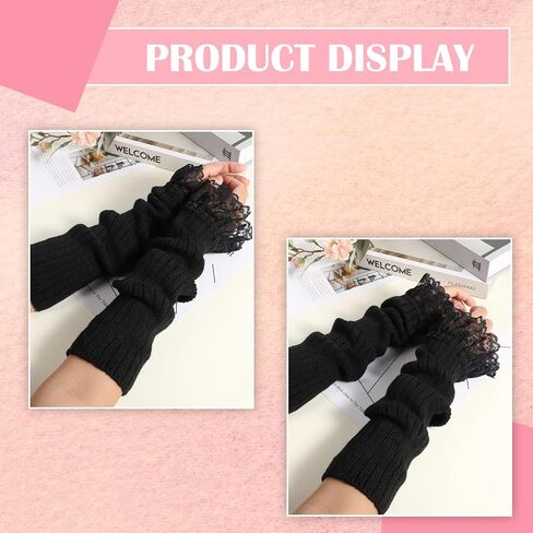 Arm Warmers for Long Sleeve Fingerless, Y2K Cool Girls Arm Covers, White Cute Harajuku Knitted Lace Arm Sleeve in Saudi Arabia