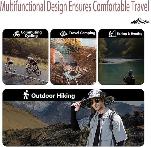 Solar Fan Hat,Wide Brim Solar Fan Outdoor Fishing Hat,Mens Sun Hat with 2 Fan, Waterproof Outdoor Hiking Camping Fishing Hat(Grey) in Saudi Arabia