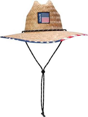 Hurley Men's Straw Hat - Wide Brim Channel Island Lifeguard Hat - Stylish Sun Hats for Men with Chin Strap in Saudi Arabia