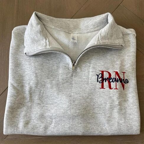 GODMERCH Personalized Nurse Quarter Zip Sweatshirt, Custom Embroidered Nurse Sweatshirt, RN Sweatshirts Gift for Nurses in Saudi Arabia