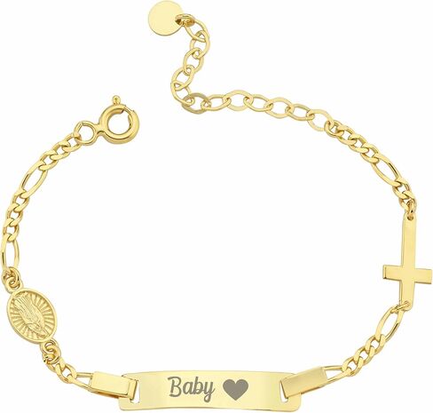 14K Solid Gold Cross Baby Bracelet Girl, Toddler Name Bracelet, Custom Teen Jewelry, Child ID, Newborn Baby Girl or Boy Gift in Saudi Arabia