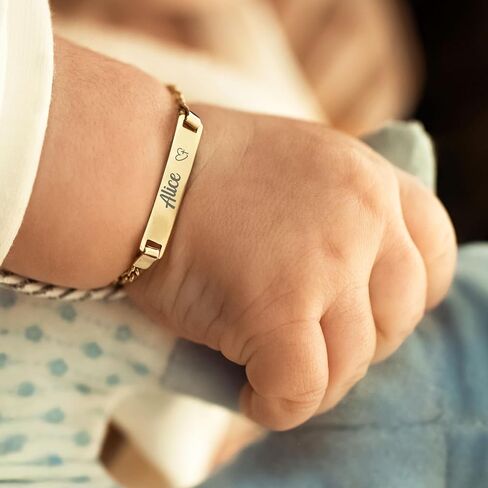 14K Solid Gold Cross Baby Bracelet Girl, Toddler Name Bracelet, Custom Teen Jewelry, Child ID, Newborn Baby Girl or Boy Gift in Saudi Arabia
