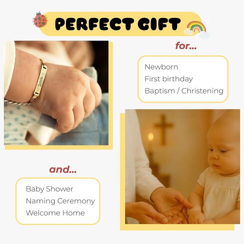 14K Solid Gold Cross Baby Bracelet Girl, Toddler Name Bracelet, Custom Teen Jewelry, Child ID, Newborn Baby Girl or Boy Gift in Saudi Arabia