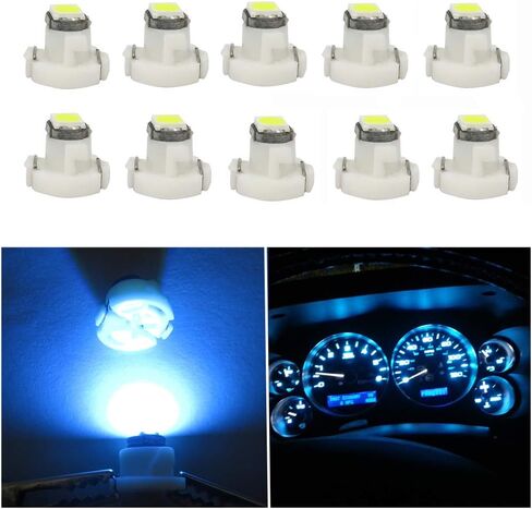 WLJH 10x Blue T3 Neo Wedge Led 3030 SMD Chip 8mm قاعدة أداة السيارة مجموعة ضوء لوحة القيادة مقياس HVAC AC سخان التحكم في المناخ مصابيح التبديل إشارة استبدال المصباح الداخلي in Kuwait