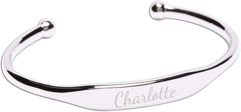 Personalized Gift Sterling Silver or 14K Gold Plated Baby or Child's Cuff Bracelet, Children's Custom Jewelry with Engraved Name in Saudi Arabia