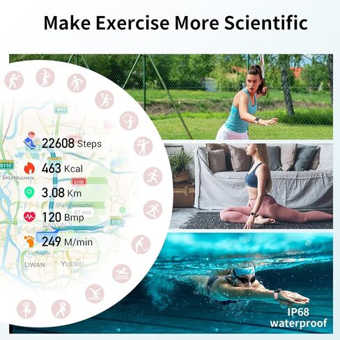 Smart Watch for Men Women (Answer/Make Call /1.96" Screen) Fitness Tracker IP68 Waterproof Activity Tracker Smartwatch for iOS Android (Black) (Pink) in Saudi Arabia