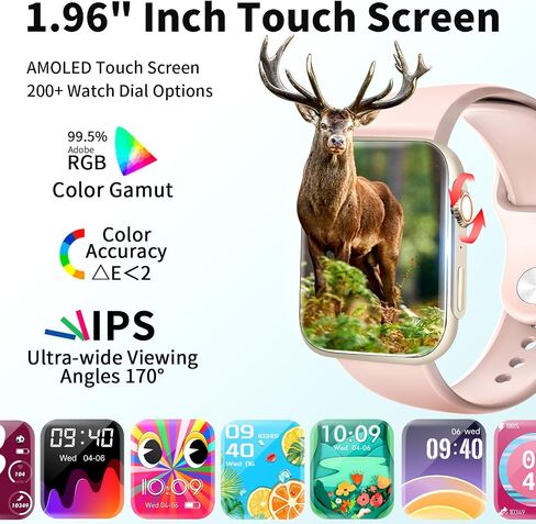 Smart Watch for Men Women (Answer/Make Call /1.96" Screen) Fitness Tracker IP68 Waterproof Activity Tracker Smartwatch for iOS Android (Black) (Pink) in Saudi Arabia