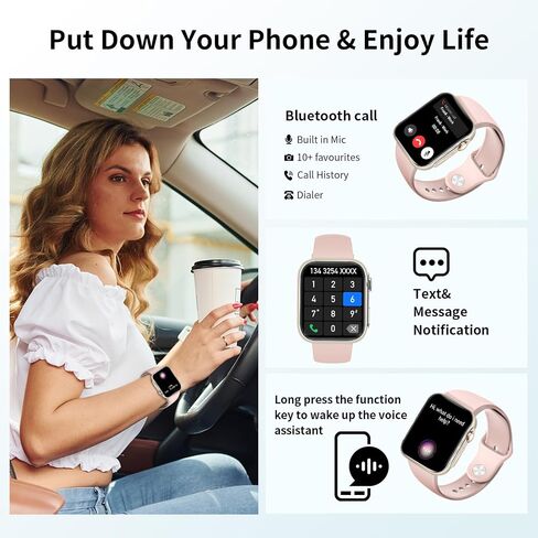 Smart Watch for Men Women (Answer/Make Call /1.96" Screen) Fitness Tracker IP68 Waterproof Activity Tracker Smartwatch for iOS Android (Black) (Pink) in Saudi Arabia