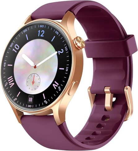 Fitpolo Smart Watch for Women ، 1.3 "AMOLED TOUCH SCREEDS TRACKER ، إجراء مكالمات/إجابة ، شاشة SPO2 معدل ضربات القلب ، IP68 مقاوم للماء ، تتبع نشاط النوم الذكي للهواتف Android iPhone (الأرجواني) in Kuwait