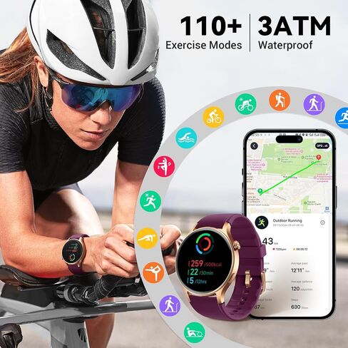 Fitpolo Smart Watch for Women ، 1.3 "AMOLED TOUCH SCREEDS TRACKER ، إجراء مكالمات/إجابة ، شاشة SPO2 معدل ضربات القلب ، IP68 مقاوم للماء ، تتبع نشاط النوم الذكي للهواتف Android iPhone (الأرجواني) in Kuwait