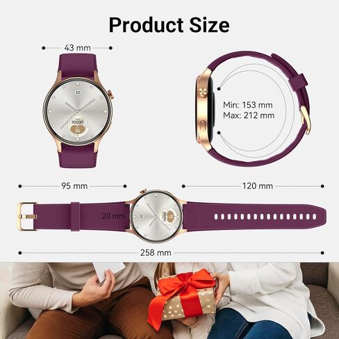 Fitpolo Smart Watch for Women ، 1.3 "AMOLED TOUCH SCREEDS TRACKER ، إجراء مكالمات/إجابة ، شاشة SPO2 معدل ضربات القلب ، IP68 مقاوم للماء ، تتبع نشاط النوم الذكي للهواتف Android iPhone (الأرجواني) in Kuwait