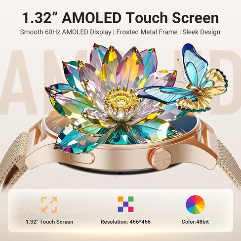 Fitpolo Smart Watch for Women ، 1.3 "AMOLED TOUCH SCREEDS TRACKER ، إجراء مكالمات/إجابة ، شاشة SPO2 معدل ضربات القلب ، IP68 مقاوم للماء ، تتبع نشاط النوم الذكي للهواتف Android iPhone (الأرجواني) in Kuwait