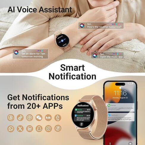 Fitpolo Smart Watch for Women ، 1.3 "AMOLED TOUCH SCREEDS TRACKER ، إجراء مكالمات/إجابة ، شاشة SPO2 معدل ضربات القلب ، IP68 مقاوم للماء ، تتبع نشاط النوم الذكي للهواتف Android iPhone (الأرجواني) in Kuwait