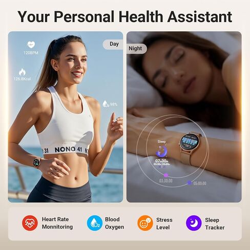 Fitpolo Smart Watch for Women ، 1.3 "AMOLED TOUCH SCREEDS TRACKER ، إجراء مكالمات/إجابة ، شاشة SPO2 معدل ضربات القلب ، IP68 مقاوم للماء ، تتبع نشاط النوم الذكي للهواتف Android iPhone (الأرجواني) in Kuwait
