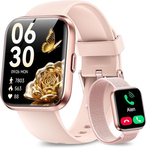 Smart Watches for Women Android & iPhone, Alexa Built-in, 1.8" Fitness Tracker with Answer/Make Calls, IP68 Waterproof Fitness Watch,Heart Rate, Sleep, SpO2 Monitor,Pedometer, Pink in Saudi Arabia
