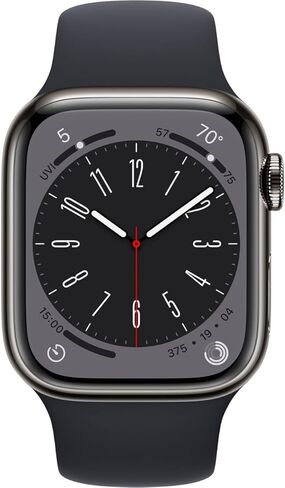 Apple Watch Series 8 [GPS + Cellular, 41mm] - Graphite Stainless Steel with Midnight Sport Band, S/M (Renewed) in Saudi Arabia
