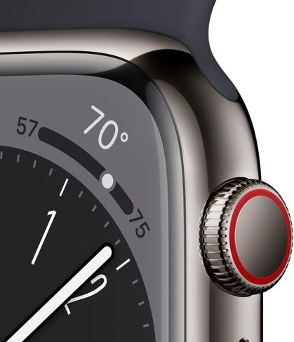 Apple Watch Series 8 [GPS + Cellular, 41mm] - Graphite Stainless Steel with Midnight Sport Band, S/M (Renewed) in Saudi Arabia