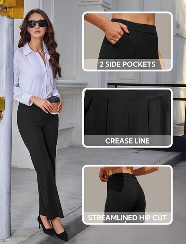 Womens High Waist Dress Work Pants Stretchy Casual Business Office Slacks Bootcut Flare Trousers in Saudi Arabia