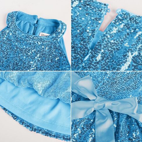 GRACE KARIN Girls Sequin Party Dress Kids Sparkly Formal Birthday Teen Special Occasion Fancy Pageant Dresses Size 6-14 in Saudi Arabia