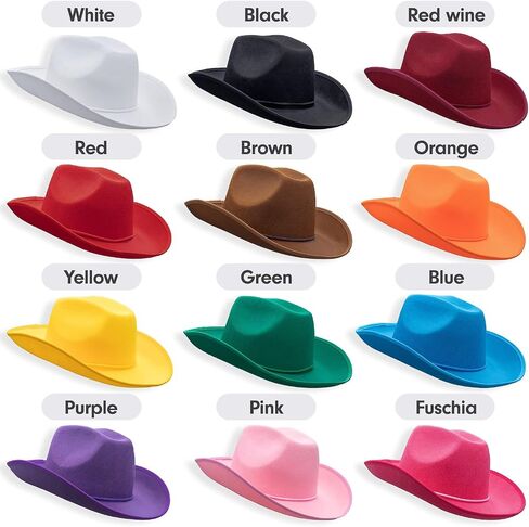 COLLECT PRESENT Plain Felt Cowboy & Cowgirl Hat for Men, Women, and Teens | Western Studded Cowboy Hat in Adult Sizes in Saudi Arabia