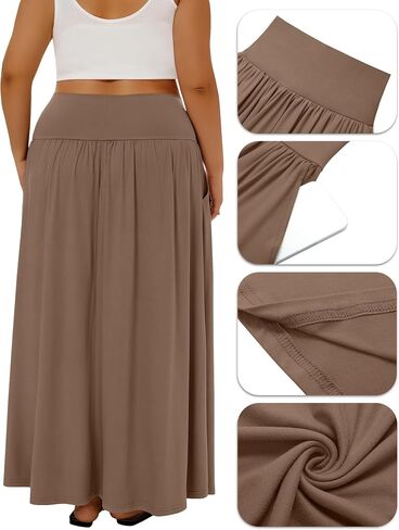 Ficerd 3 Pack Plus Size Maxi Long Skirts for Curvy Women, Ankle Length a Line Pleated High Waisted Summer Skirts with Pocket in Saudi Arabia