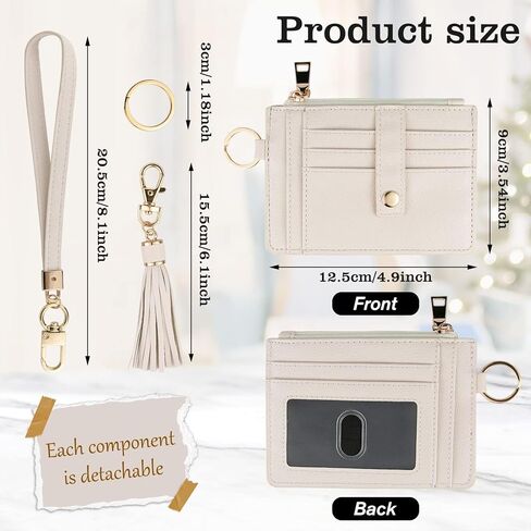 محافظ معصم صغيرة للنساء حامل بطاقة ائتمان RFID محفظة مفتاح المحفظة المحفظة محفظة بطاقة ائتمان للنساء (البيج) in Kuwait