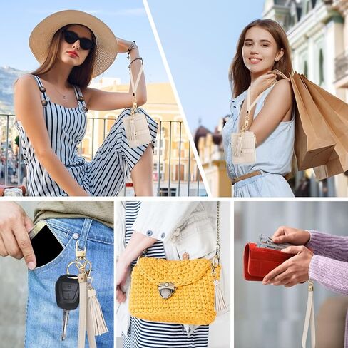 محافظ معصم صغيرة للنساء حامل بطاقة ائتمان RFID محفظة مفتاح المحفظة المحفظة محفظة بطاقة ائتمان للنساء (البيج) in Kuwait