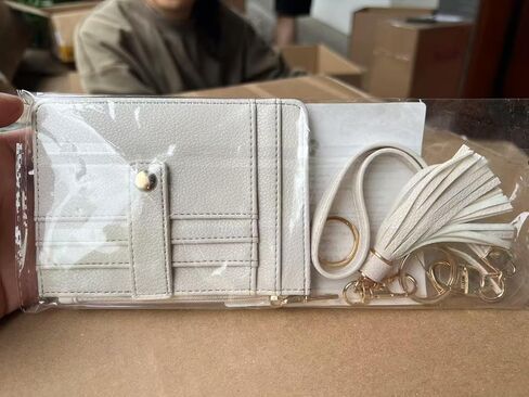 Small Wristlet Wallets for Women RFID Credit Card Holder Wallet Keychain Wristlet Wallet Credit Card Wallets for Women (Beige) in Saudi Arabia
