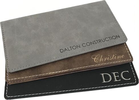Personalized Checkbook Cover Faux Leather Permanently Engraved (Brown) in Saudi Arabia