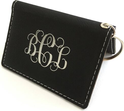 Monogram Keychain Wallet Wallet حامل فوكس جلد مخصص in Kuwait