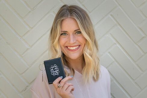 Monogram Keychain Wallet Wallet حامل فوكس جلد مخصص in Kuwait