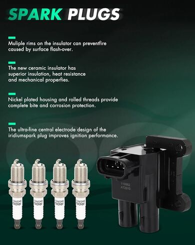 SCITOO Ignition Coil Coils Pack fits for Jeep Grand for Cherokee 5.2L/4.0L 1993-1997 for Dodge for Ram 3500 Van 5.9L 1997 for Dodge B1500 5.2L/3.9L 1995-1997 UF97 C506 5C1087 1 PCS in Kuwait