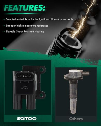 SCITOO Ignition Coil Coils Pack fits for Jeep Grand for Cherokee 5.2L/4.0L 1993-1997 for Dodge for Ram 3500 Van 5.9L 1997 for Dodge B1500 5.2L/3.9L 1995-1997 UF97 C506 5C1087 1 PCS in Kuwait