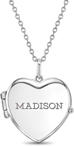 925 Sterling Silver Girls 16" Polished Heart Pendant Locket Necklace for Young Girls - Photo Locket Pendant Necklace for Preteens & Teens - Memory Locket Necklaces for Pre-Teen Girls in Saudi Arabia