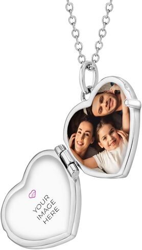 925 Sterling Silver Girls 16" Polished Heart Pendant Locket Necklace for Young Girls - Photo Locket Pendant Necklace for Preteens & Teens - Memory Locket Necklaces for Pre-Teen Girls in Saudi Arabia